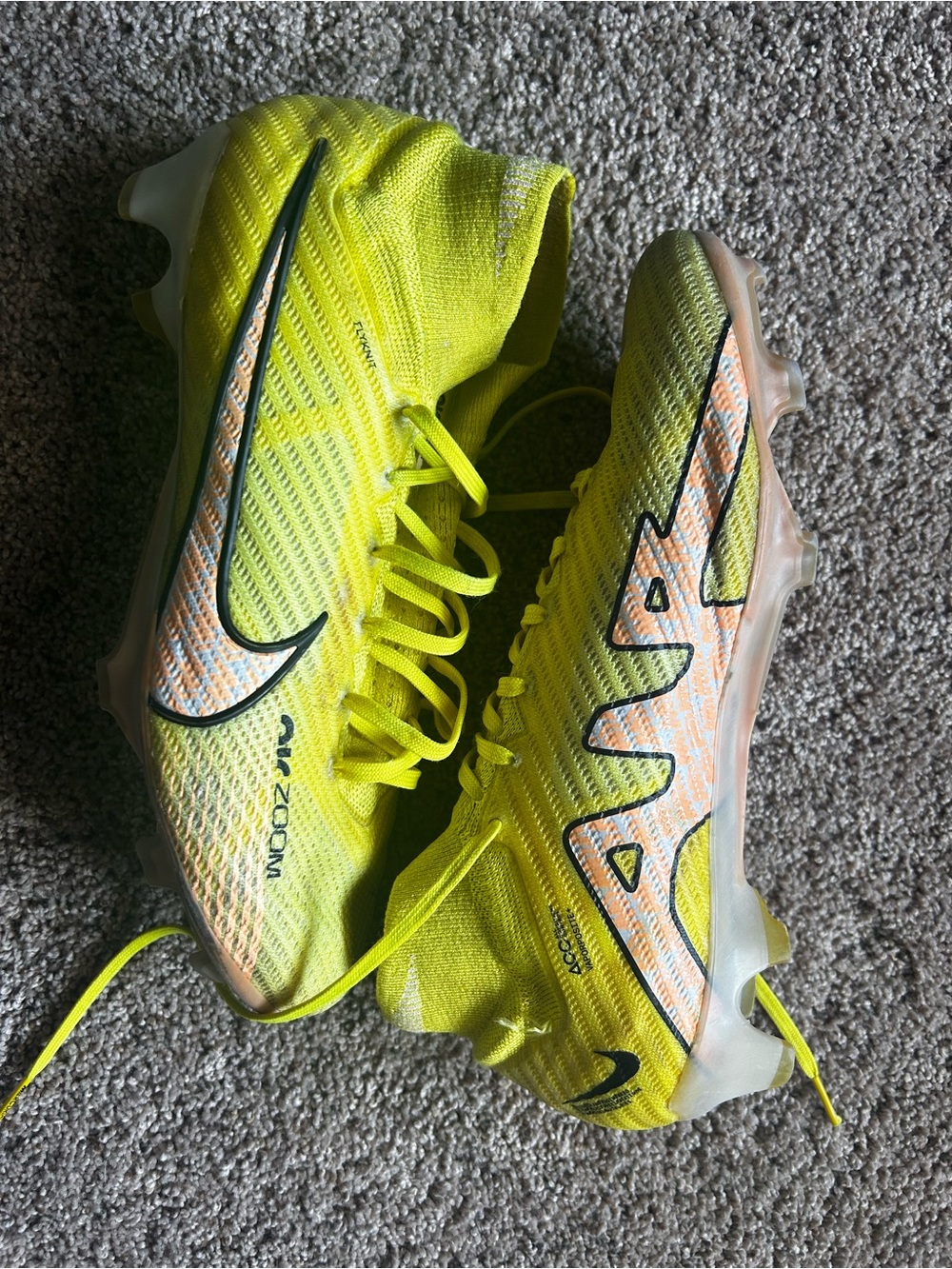 Nike Men’s Mecurial Yellow and Orange Air Zoom Soccer Cleats
